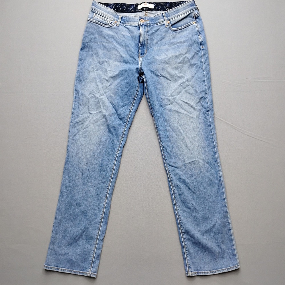 Levis 525 Straight Leg Jeans Womens 16 Medium Blue Denim Mid Rise Perfect Waist